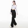 Calça Casual Flare de Cintura Alta Elástica para Mulheres, Verão Fina Solta Preta Emagrecimento Fluida Comprida até o Chão