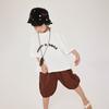 Camiseta de Manga Curta Changguo Clothing para Meninos, Verão Infantil, Corte Solto, Algodão Puro, Manga Meia-Manga, Estilo Coreano, Top para Crianças