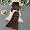 Conjunto de Duas Peças Cardigã de Tricô Slim-Fit Elegante e Saia para Mulheres Outono Roupa para o Trabalho Terno de Alto Padrão Saia