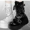 Botines Martin Originales Night Knight para chica popular, suela gruesa, punta redonda, super geniales, hebilla, cordones decorativos, Botines Martin