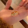 Anillo Vintage Dorado Cepillado Hoja de Espiga de Trigo Diseño Nicho para Mujer Anillo Cool de Alta Gama Único para Dedo