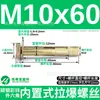 Acero al Carbono Color Zinc Exterior Hexagonal Empotrado Extraíble Tornillo Reductor de Velocidad Piso Expansión Clavo de Explosión M6-M12