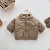 Chaqueta acolchada de algodón de color liso para niños de 0 a 5 años, invierno, Corea del Sur, ropa infantil para niños, abrigo grueso con forro polar, ropa de invierno para bebé, moda AY628