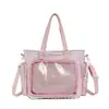 Bolsa de Lona Grande com Fita Japonesa Feminina JK Doce Menina Secundária Transparente Grande Volume de Comida Bolsa de Milho