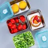 Acero Inoxidable 304 Caja de Empaque de Grado Alimenticio para Verduras y Frutas Caja de Almuerzo Portátil para Calentar en Microondas Caja Redonda de Almacenamiento para Cocina