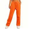 Calça de moletom feminina transfronteiriça, calça larga solta, calça casual larga com forro de fleece para outono e inverno, com cordão, calça longa versátil da moda, tamanho europeu