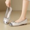 Nuevos Zapatos Planos Plateados para Mujer 2025 con Moño, Punta Cuadrada Baja, Mocasines Versátiles Casuales de Suela Suave de Dos Vías