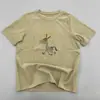 Camiseta Nueva de Primavera de Manga Corta con Estampado de Dibujos Animados Estilo Coreano Retro para Mujer, Tejido Cepillado, Top Versátil Casual Juvenil para el Día a Día