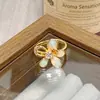 Anillo Abierto Vintage de Flor y Mariposa de Esmalte Multicolor para Mujer, Anillo de Lujo Ligero de Nicho Retro