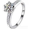 Anillo de moissanita americana al por mayor D color Diamante Moisan anillo chapado en oro al por mayor con certificado tarjeta negra soporte de identificación