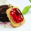 Ai Yu Joyería Estilo Francés Colgante de Vidrio Rojo Sangre de Paloma Collar Imitación Rubí Venta al por Mayor Transfronteriza Europea y Americana S5021607