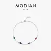 Pulseira MODIAN S925 Prata Esterlina Design Colorido Geométrico Rombo Brilhante para Mulheres Joias de Moda Estilo Vintage