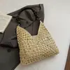 Moda Primavera 2026 Elegante Bolsa de Palha Trançada Feita à Mão Estilo Férias Bolsa de Praia Bolsa de Palha de Ombro Único
