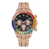 Amazon Explosiones Color Diamante Reloj Full Diamante Pedrería Unisex Calendario Tres Ojos Reloj Multifuncional Esfera de Taladro PP