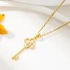Moda Japonesa y Coreana Cobre Micro-incrustado Zircón Colgante de Llave Collar Nicho de Alta Gama Lujo Ligero para Mujer Accesorios Versátiles Chapados en Oro Real