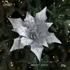 Flor Artificial de Tela de 29 cm Flor de Lentejuelas Arreglo Floral Navideño Adornos Decorativos Guirnalda Navideña Decoraciones de Ratán