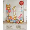 Set de columna de globos con números temática de circo, decoración de escena para fiesta de cumpleaños infantil y accesorios para fotos