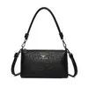 Bolsa de Couro Macio de Camada Dupla Multiuso para Mães de Meia-Idade Feminina Nova Moda Outono/Inverno 2025 Bolsa de Ombro/Transversal com Moedas Embutidas