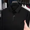 Camisa polo sin costuras de manga larga transfronteriza nueva, colección otoño 2026, camiseta de manga larga casual de negocios para hombre con cuello camisero