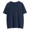 Camiseta Fina Masculina de Cashmere Fino, Cor Sólida Lisa, Camada Base, Novo Estilo para Início de Outono, Manga Curta Tricotada, Manga Curta de Seda