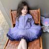 Conjunto de Roupa de Outono para Meninas 2025 Novo Estilo Primavera e Outono Infantil Estilo Academia My Melody Conjunto de Duas Peças Saia Tutu