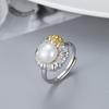 Europa y Estados Unidos anillo de moda de plata S925 con perla de agua dulce para mujer anillo con proceso de separación de color de diamante accesorios DIY fabricantes