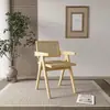 Silla Nórdica Simple de Madera Maciza con Ratán Tejido y Reposabrazos Silla de Comedor para el Hogar Balcón de B&B Silla Chadiagal Estilo Chino Nuevo Asiento