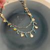 Collar de concha de circonita azul Love, gargantilla para niñas, doble capa, accesorios superpuestos, pulsera exquisita de lujo ligera