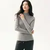 Suéter de Cuello Alto de Cachemira de Color Sólido para Mujer Otoño/Invierno 2026 Ajustado Camisa Base de Punto de Canalé