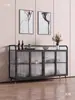Aparador de Lujo Ligero, Gabinete Moderno Minimalista de Hierro y Vidrio, Barra de Cocina, Estante de Almacenamiento para Apartamentos Pequeños y Medianos