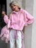 Outono e Inverno Europeu e Americano Novo Estilo Lã de Cordeiro Solta Gola Reversível Pulôver Moletom 2026 Moda Atravessando Fronteiras Atacado Lã Roupas Femininas