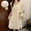 Pijama de Algodón Nube para Mujer, Estilo Delgado de Verano con Copas en el Pecho, Mangas Cortas tipo 'Flying Sleeves', Ropa de Casa Linda de Dibujos Animados de Niña, Se Puede Usar Afuera