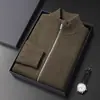 Cardigan Tricotado Masculino 2025 Suéter Gola Alta Meia Espessado Outono Inverno Novo Jaqueta Tricotada com Zíper Lã