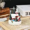 Navidad Dibujos Animados Casa Pequeña Brillante Papá Noel Muñeco de Nieve Micro Paisaje Adornos de Resina Decoraciones Navideñas Regalos
