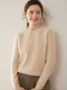 Top Base de Tricô de Cashmere com Gola Redonda Novo Outono/Inverno 2024 para Mulheres, Manga Longa, Solto, Grosso, Roupa de Baixo, Quente, Tricô Trançado