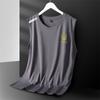 Chaleco de seda de hielo para hombre, camiseta deportiva de verano para fitness, camiseta fina de entrenamiento con hombros anchos, sin mangas, de secado rápido, moda masculina