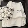 Pijama de Dibujos Animados Estilo Japonés de Alta Gama de Kt Cat, Invierno de Franela Nuevo Estilo, Forrado de Polar, Ropa de Casa Dulce y Linda, Estilo Femenino