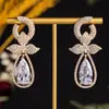 Colgante de Piedras Preciosas Color Rubí con Forma de Gota de Agua y Flores Retro, Piedra Principal en Forma de Gota de Agua, Diseño de Doble Capa Incrustado con Diamantes, Regalo de Aniversario para Novia, Pendientes