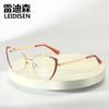 Nueva Moda Ojo de Gato Nueva Moda Metal Lentes Planos para Mujer Patilla de Resorte Artesanal Lentes Anti-luz Azul 9738