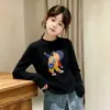 Camiseta térmica de manga larga cepillada de doble cara para niña, para Otoño/Invierno, cuello redondo, cálida, moderna