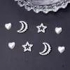 Perla Hueca Estrella de Cinco Puntas Luna Arco Joyería para Uñas Arte de Uñas Diamante de Resina Funda para Teléfono Móvil Accesorios de Uñas Portátiles DIY