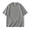 Camiseta Vintage Lavada Tingida em Cera Estilo Americano Transfronteiriça 230g Manga Curta, Unissex, Algodão Puro, Caimento Solto, Cor Sólida Manga Curta