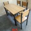 Mesa e Cadeiras de Jantar Rápidas para Móveis de Aço e Madeira Domésticos, Cadeira Simples para Lanchonete e Loja de Chá com Leite, Conjunto de Mesa e Cadeiras para Restaurante, Mesa de Jantar de Ferro Forjado