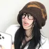 Gorro holgado estilo coreano para otoño e invierno con lazo, gorro tejido para circunferencia de cabeza grande, hace que la cara se vea más pequeña, cálido y moderno, gorro versátil