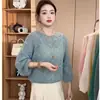 Suéter de punto pullover de cuello redondo y manga larga, de hilo colorido de alta resistencia, estilo francés, suave y acogedor, top casual de color mixto para mujer, en rosa