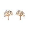 Estilo coreano bonito prata banhado a árvore da vida brincos feminino planta cheia diamante árvore da vida brincos ouro pequena jóia