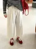 Pantalones balloon elásticos con cordón en la cintura para mujer talla grande, colección otoño 2026, pantalones casuales cropped holgados y versátiles para mujeres con curvas