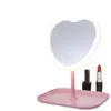 Espejo de maquillaje LED de escritorio espejo de boda amor de escritorio espejo de almacenamiento portátil espejo de belleza luz de relleno espejo de tocador