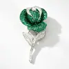 Broche de rosa con incrustaciones de piedras preciosas de alta resistencia para mujer, disponible en dos colores, lleno de diamantes, diseño de hojas y ramas, adecuado para trajes y banquetes, suministro al por mayor