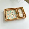 Bandeja Rectangular de Concha de Ratán Vietnamita para Frutas, Bandeja para Sala de Estar, Comedor, Cesta Organizadora de Almacenamiento de Lujo Ligero